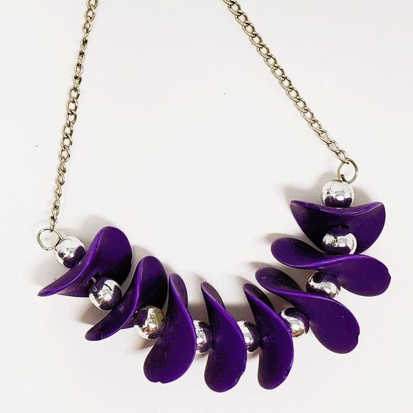 Purple Chain Drop Earrings - Picture 3 of 5